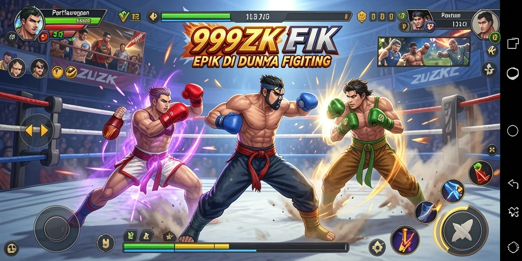Screenshot gameplay 999ZK menunjukkan aksi pertarungan yang seru.