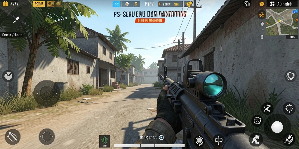 Tampilan gameplay mendebarkan dari F7F7 dengan aksi tembak-menembak yang intens.