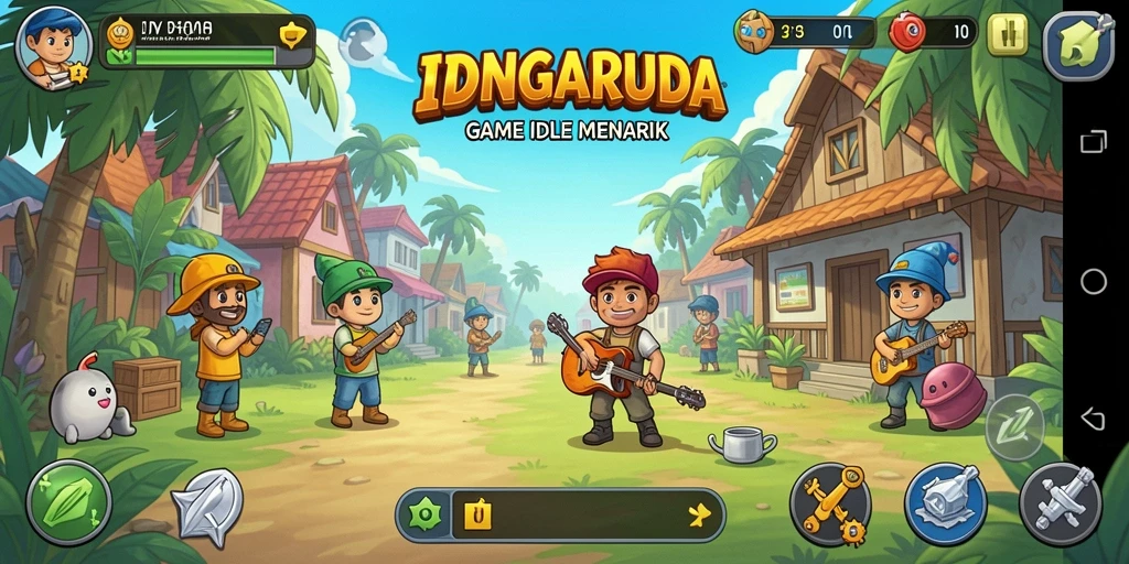 Tangkapan layar gameplay IDNGARUDA dengan interaksi Idle yang seru.