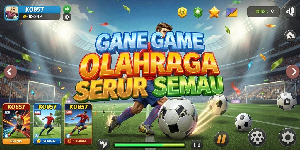 Tampilan gameplay KO857 dengan karakter melakukan aksi olahraga yang dinamis.