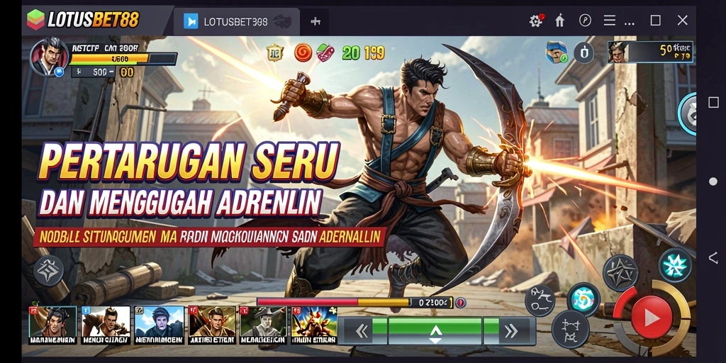 Tangkapan layar menampilkan pertarungan intens di LOTUSBET88.