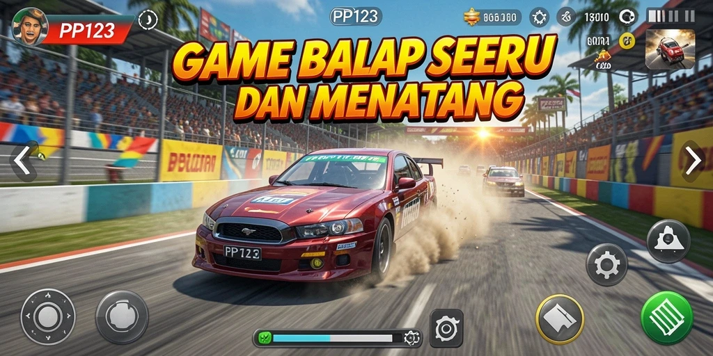 Gameplay balap seru dengan mobil bertenaga dan trek menarik.