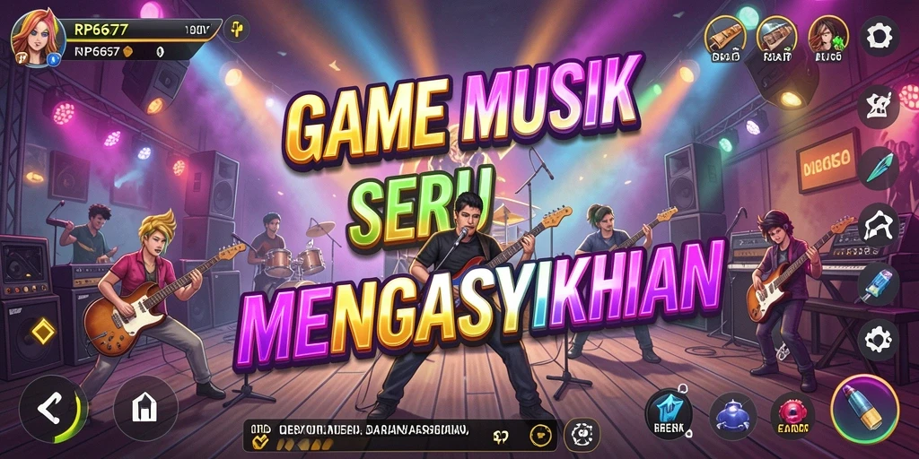 Tampilan gameplay seru di RP6677 dengan berbagai lagu menarik.