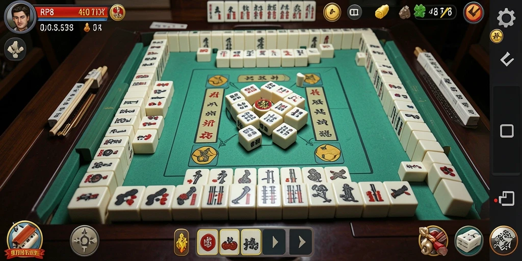 Tangkapan layar utama RP8 menampilkan gameplay Mahjong yang menarik dan penuh strategi.