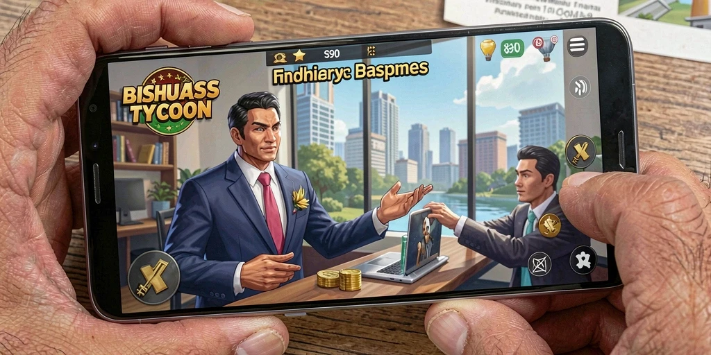 Tampilan gameplay S80 yang menggambarkan strategi bisnis Tycoon.
