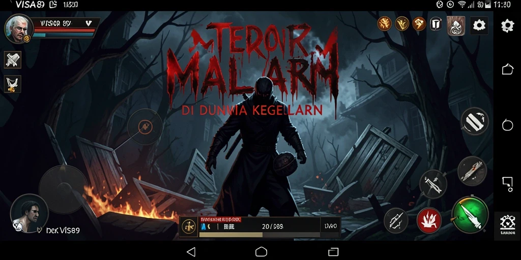 Screenshot gameplay menegangkan dari VISA89 yang menunjukkan suasana gelap dan menyeramkan.