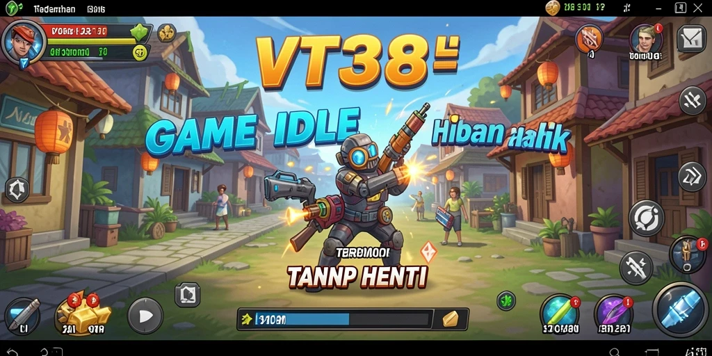 Tampilan gameplay VT38 yang mengasyikkan dengan berbagai aktivitas Idle.