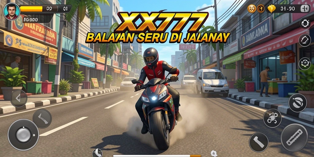 Tangkapan layar XXX777 menampilkan aksi balap yang mendebarkan.
